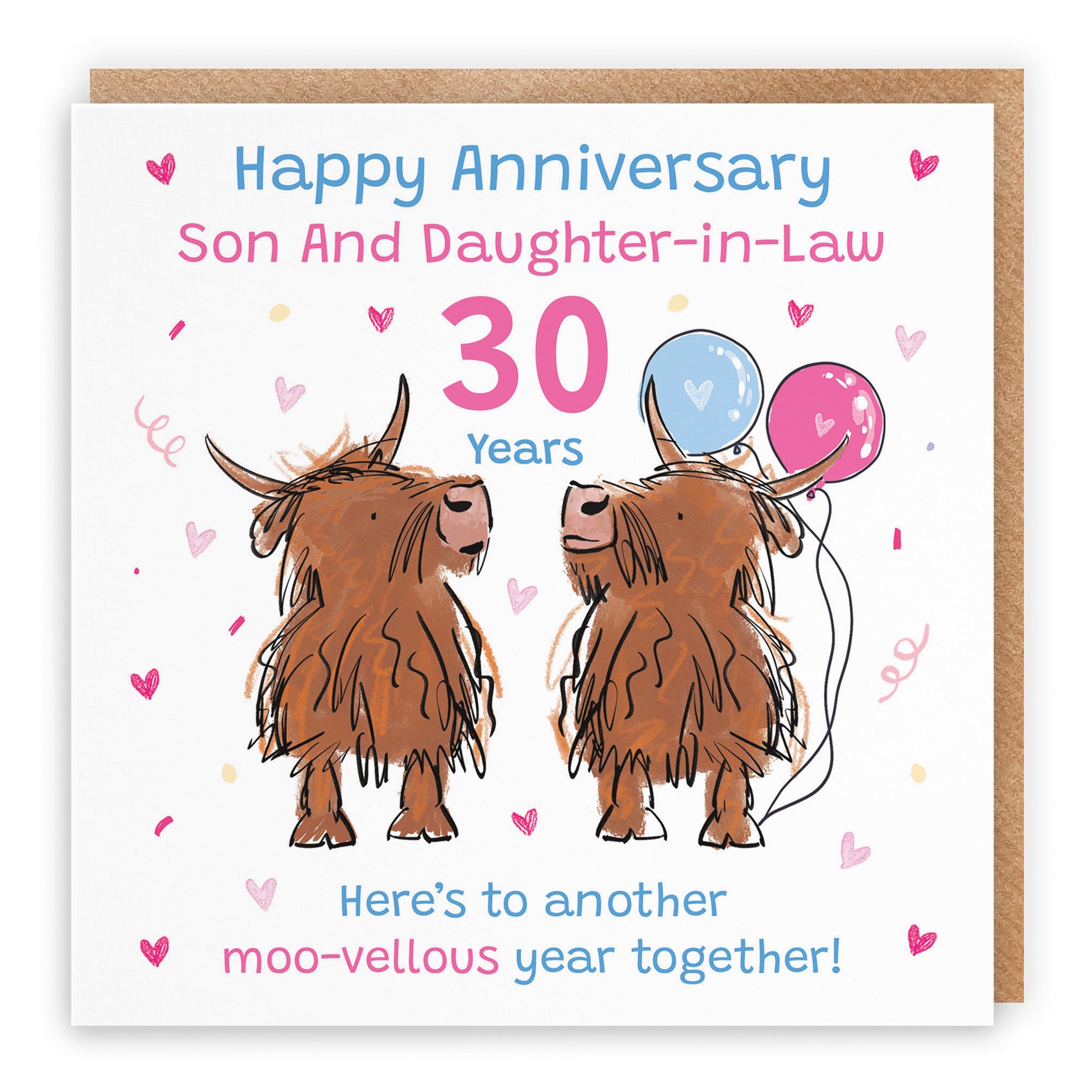 Highland Cows Anniversary Card Animal Party