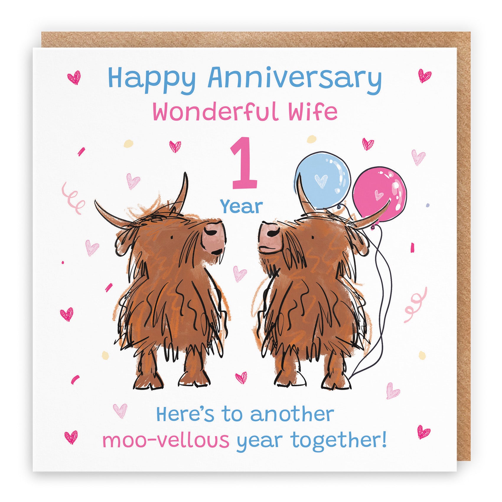 Highland Cows Anniversary Card Animal Party