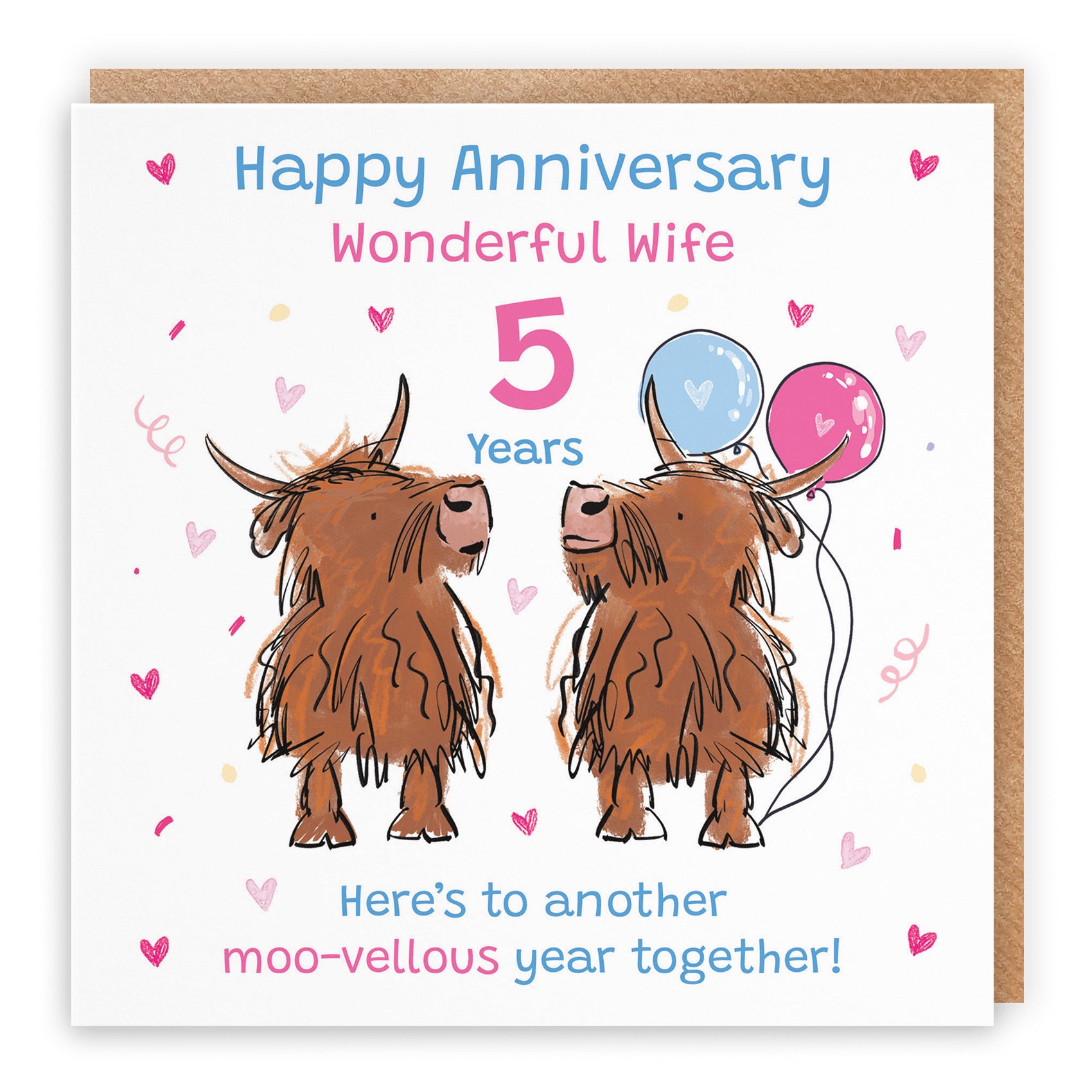 Highland Cows Anniversary Card Animal Party