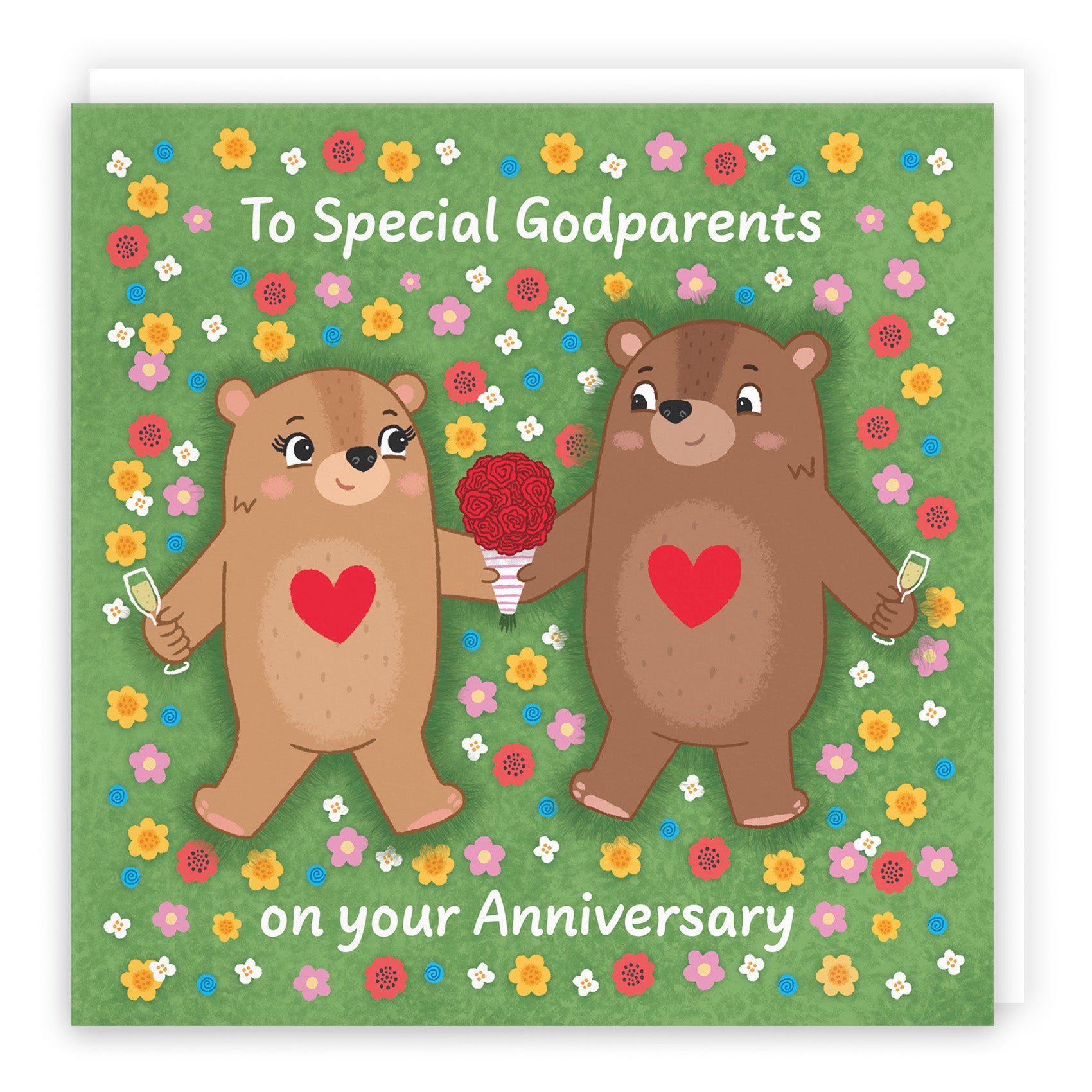 Flowery Bears Anniversary Card Love Story