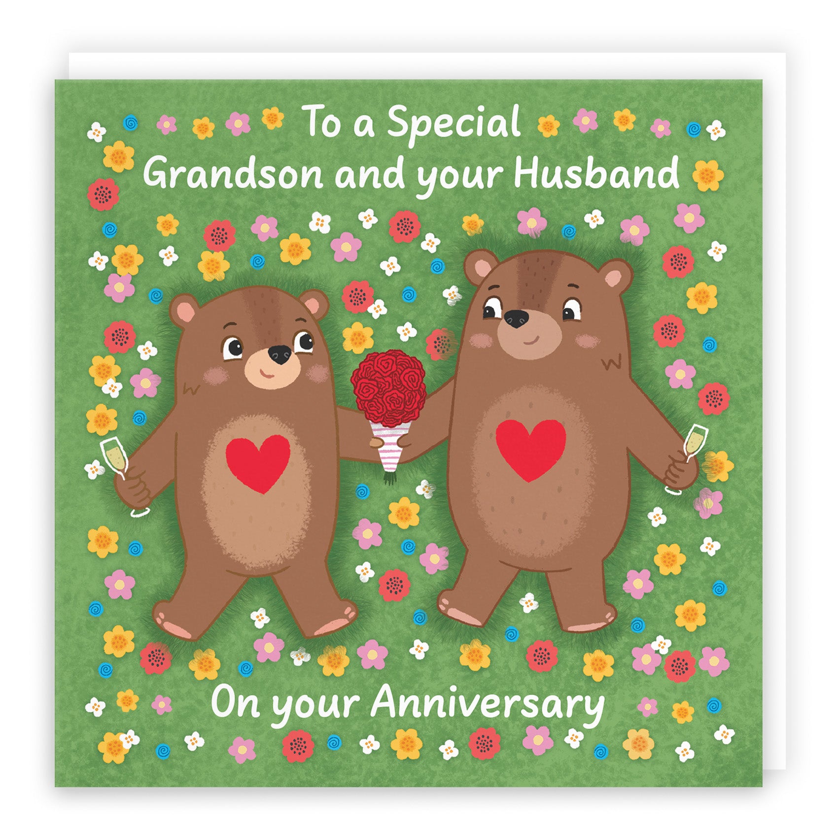 Flowery Bears Anniversary Card Love Story