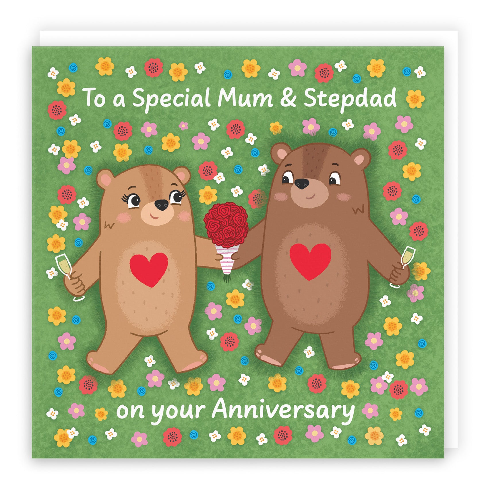 Flowery Bears Anniversary Card Love Story