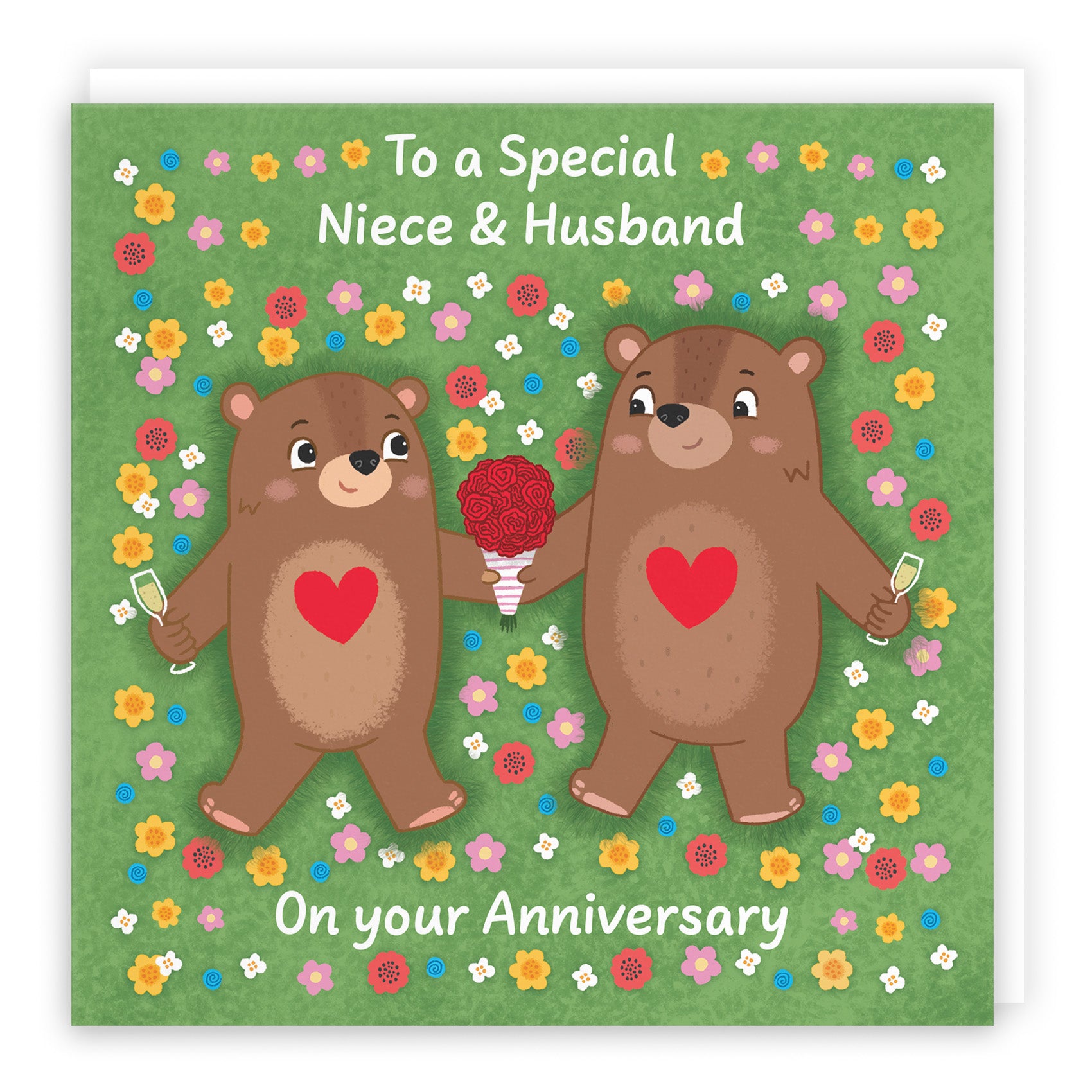 Flowery Bears Anniversary Card Love Story