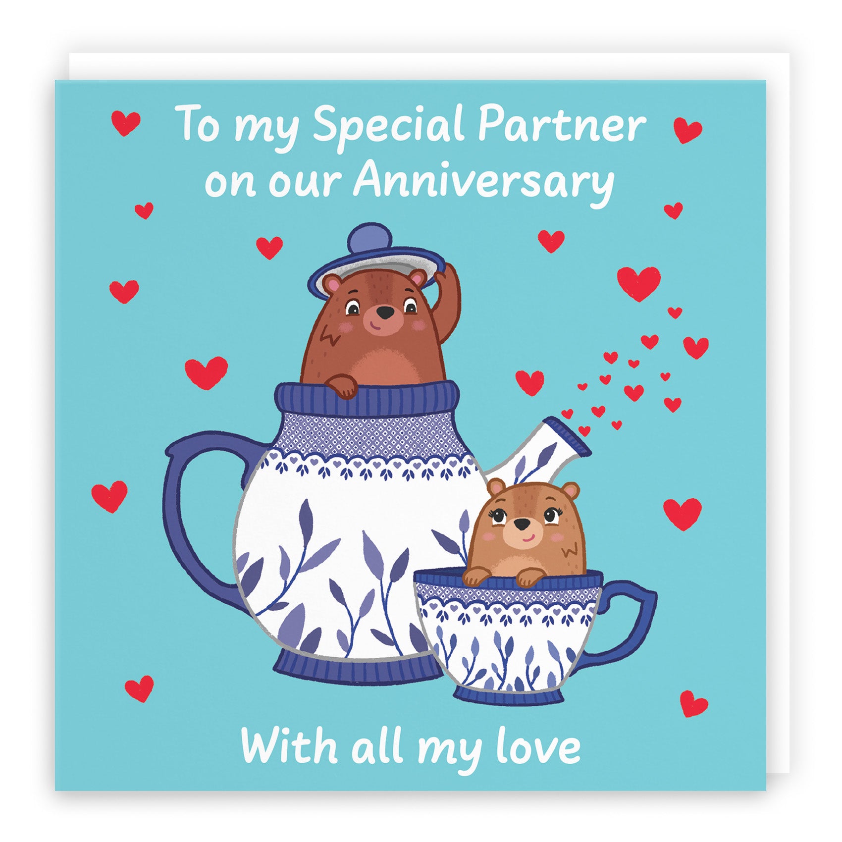 Cute Teapot Anniversary Card Love Story