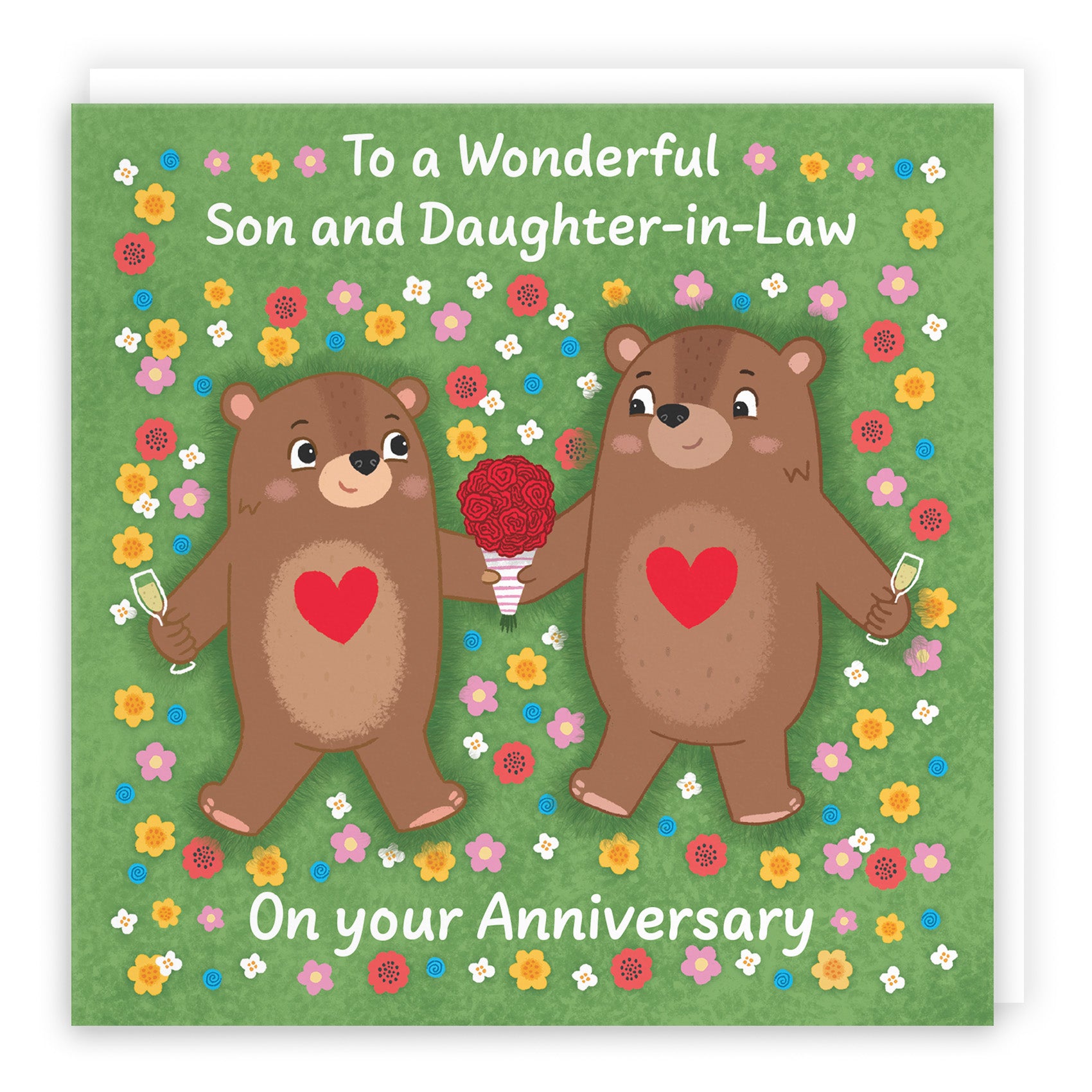 Flowery Bears Anniversary Card Love Story