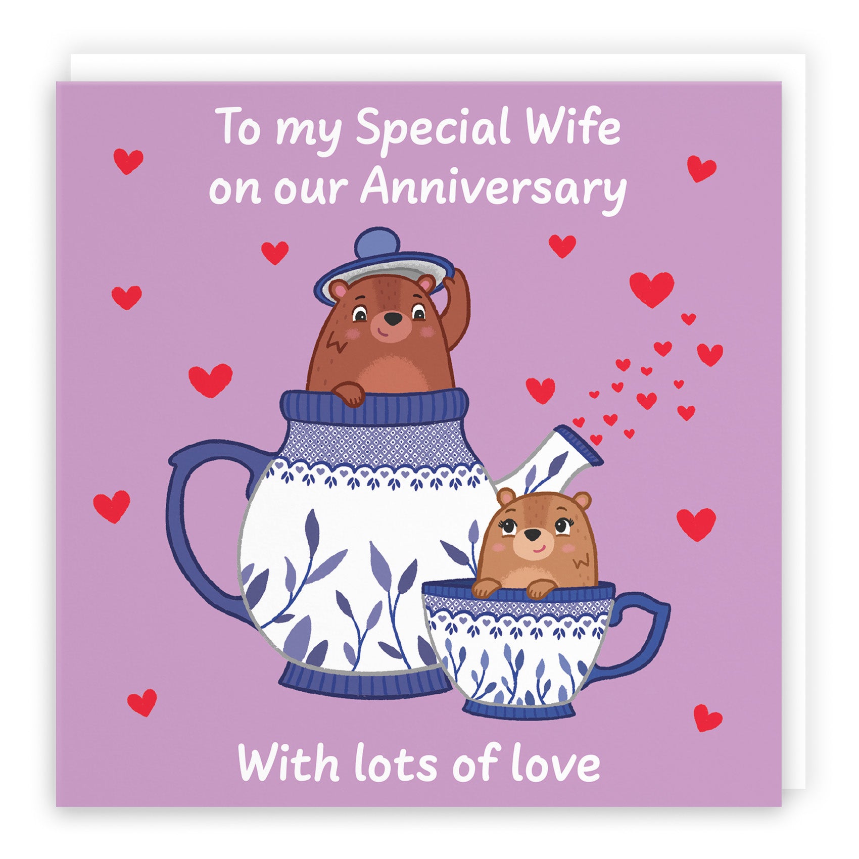 Cute Teapot Anniversary Card Love Story