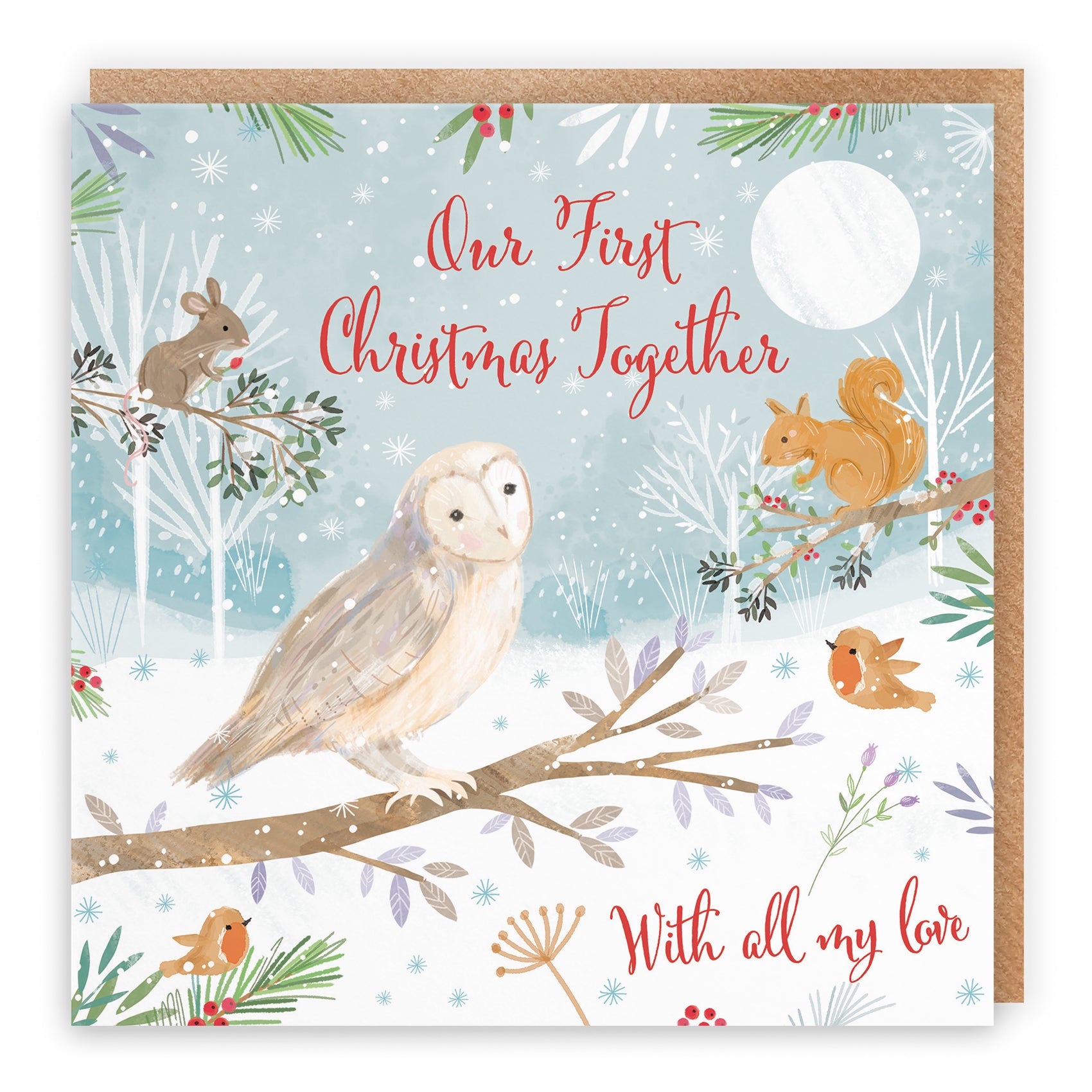 Owl Christmas Card Nature's Treasures