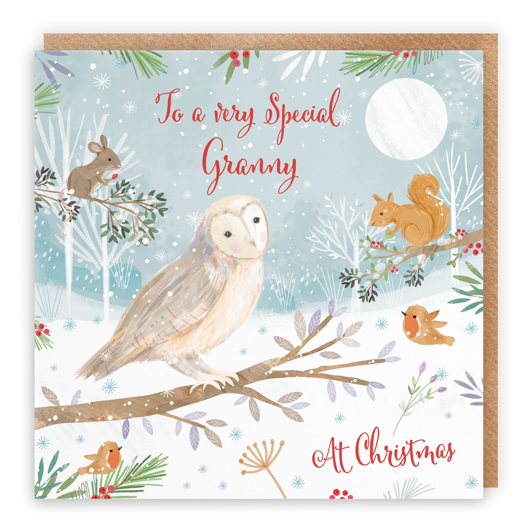 Owl Christmas Card Nature's Treasures