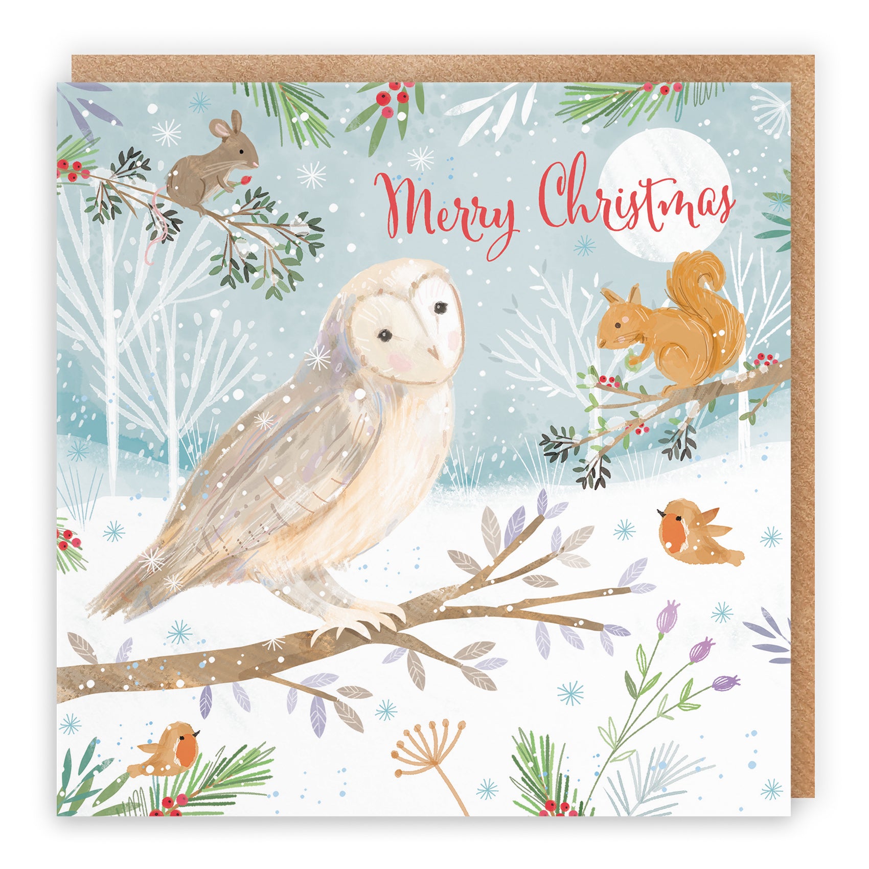 Owl Christmas Card Nature's Treasures