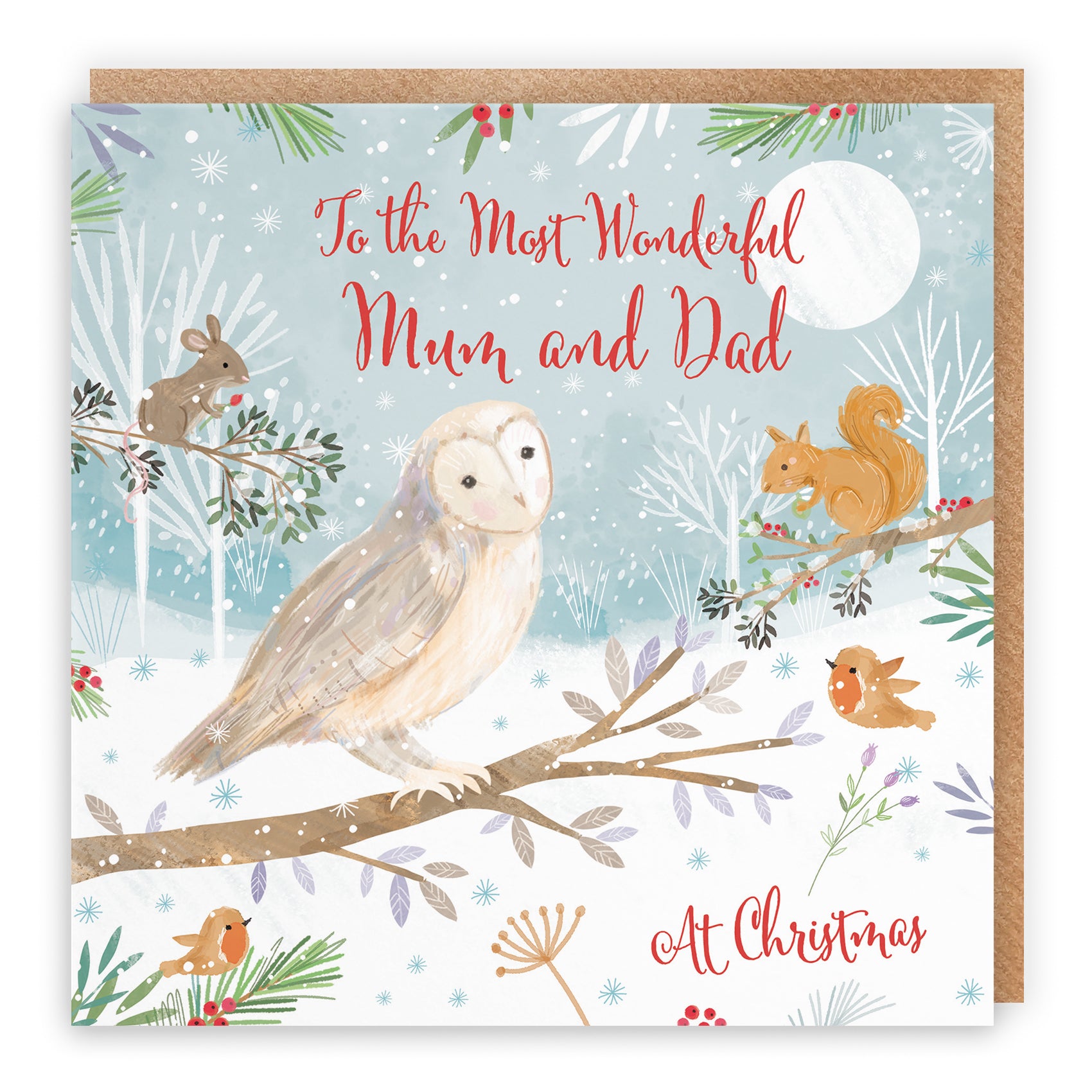 Owl Christmas Card Nature's Treasures